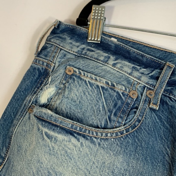 American Eagle Blue Distressed 90’s Boyfriend Jeans Long High Rise NWT - Picture 4 of 13